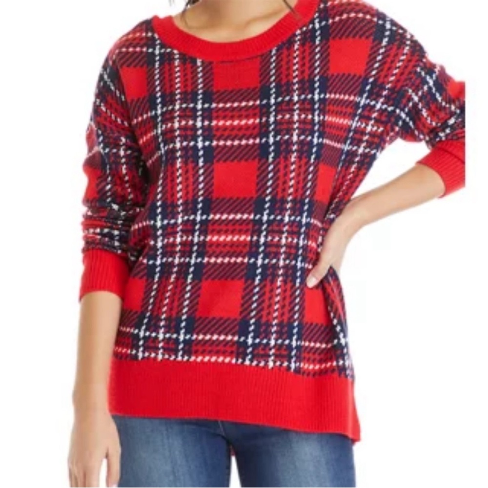 Crown & Ivy Red Plaid Sweater / Red / SZ XL‎